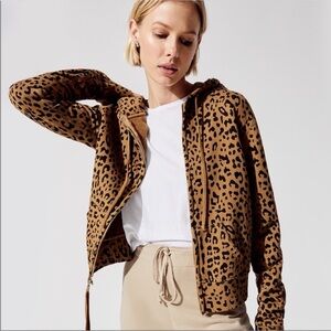 Nili Lotan Callie Jacket Brown Leopard Animal Print Hooded Zip Up NWT SZ XS